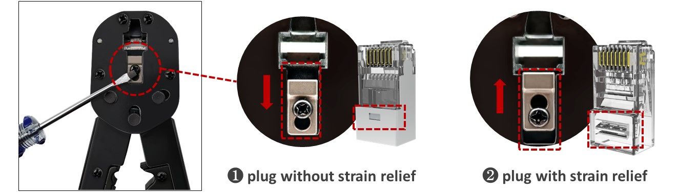 Wechseln Sie die Klingen des Crimpwerkzeugs aus.